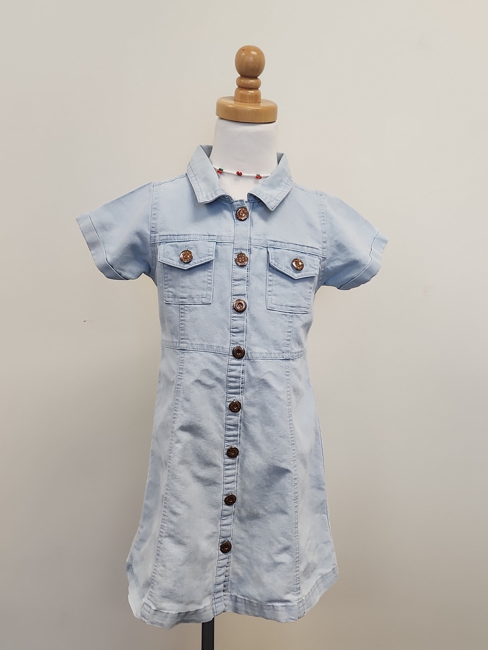 Vince Camuto Girls Light Wash Denim Shirt Dress Size 6
